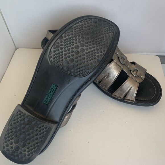 Josef Seibel 41 Bronze & Black Low Profile Women's Leather Sandals - Picture 3 of 3